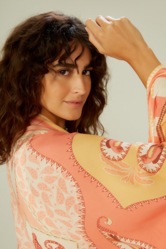 Imagem do produto Canga Kimono Loc Florest Salmão