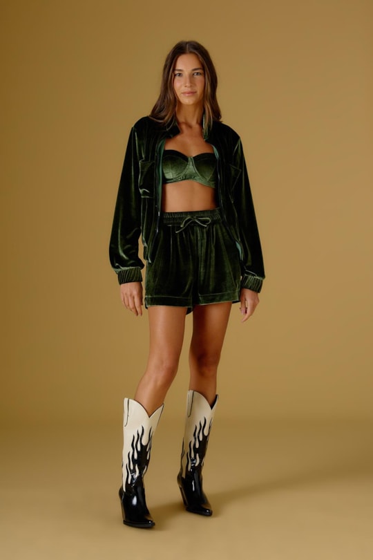 Casaco Bomber Veludo Verde