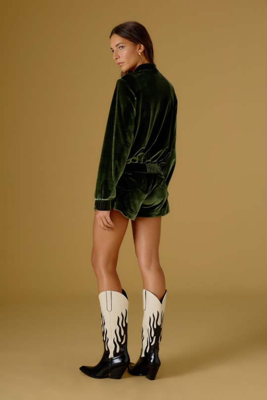 Casaco Bomber Veludo Verde