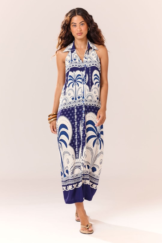 Imagem do produto Chemise Frente Unica Barrado Batik Azul