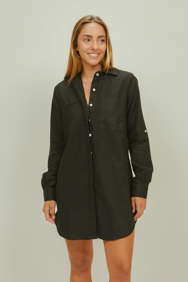 Chemise Luana Manga Longa Preto