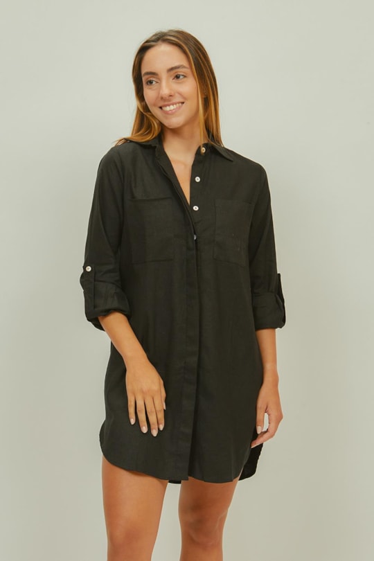 Imagem do produto Chemise Luana Manga Longa Preto