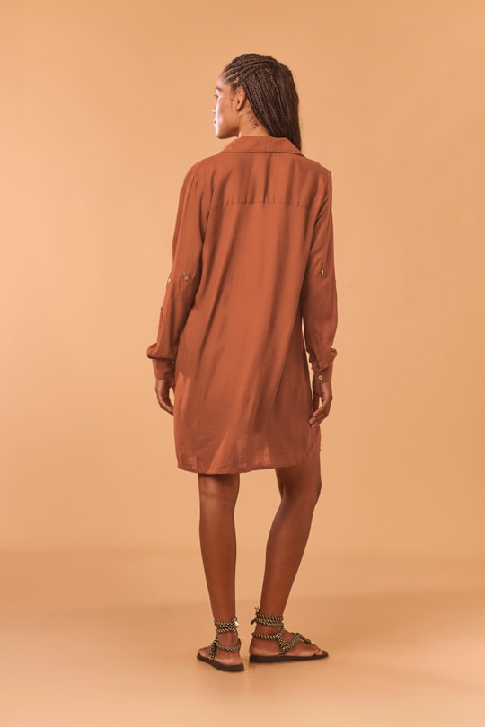 Chemise Manga Longa Bordado Espelhos