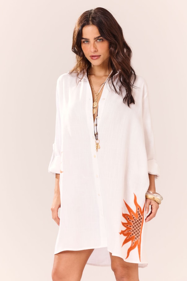 Chemise Manga Longa Bordado Nalu