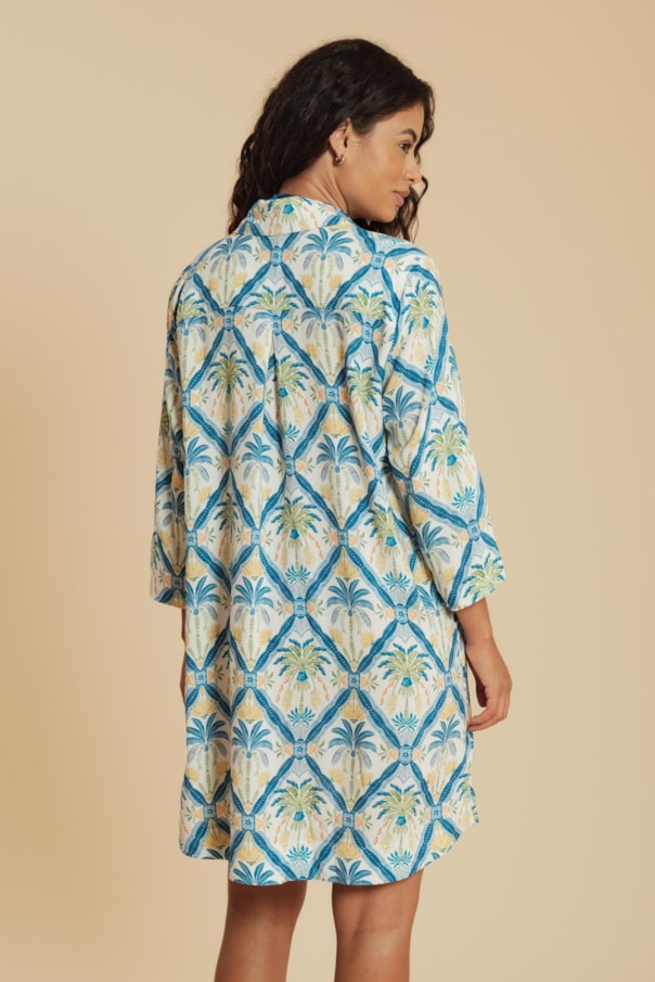 Chemise Mg Curta Costas Azulejo Tropical