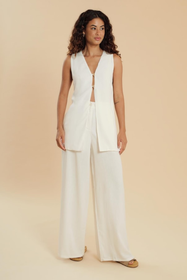 Colete Alongado Botoes Liso