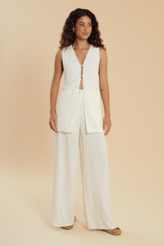 Colete Alongado Botoes Liso