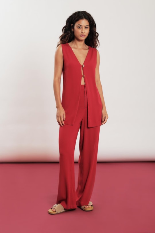 Colete Alongado Botoes Liso