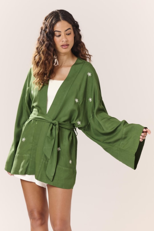 Imagem do produto Kimono Blusa Barrado Faixa Bordado