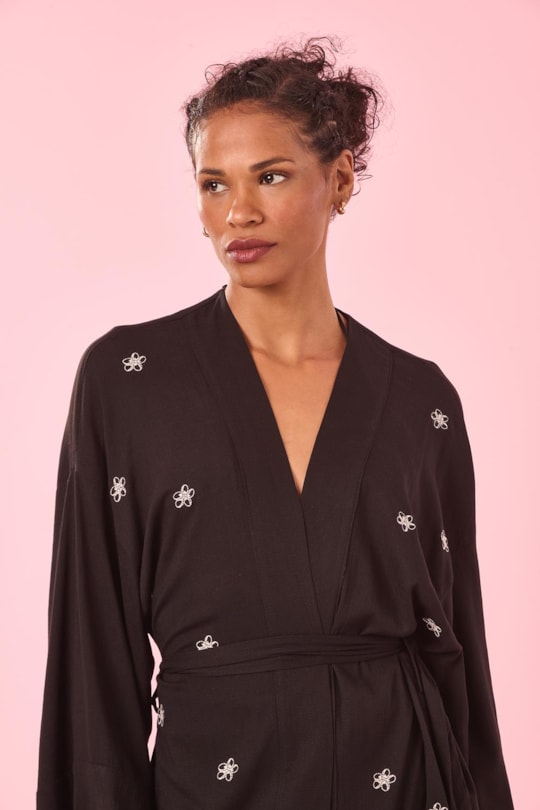 Imagem do produto Kimono Blusa Barrado Faixa Bordado