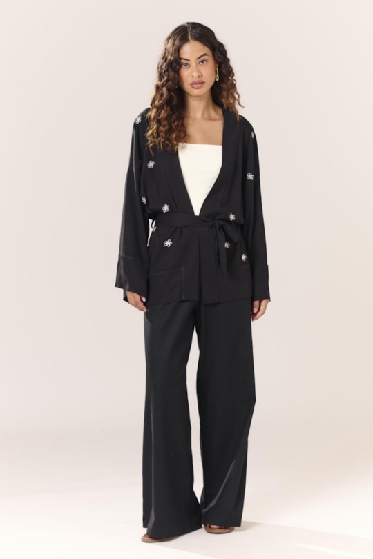 Imagem do produto Kimono Blusa Barrado Faixa Bordado