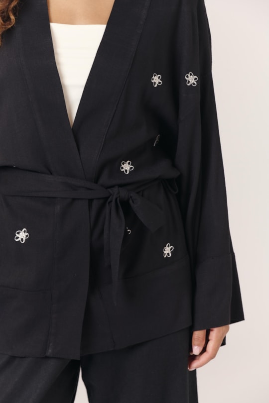 Imagem do produto Kimono Blusa Barrado Faixa Bordado