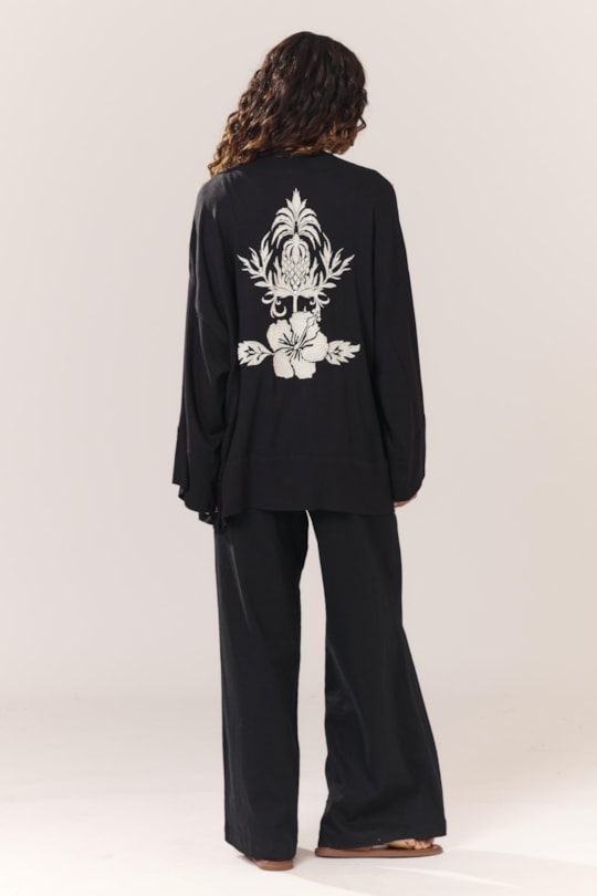 Kimono Blusa Barrado Faixa Bordado