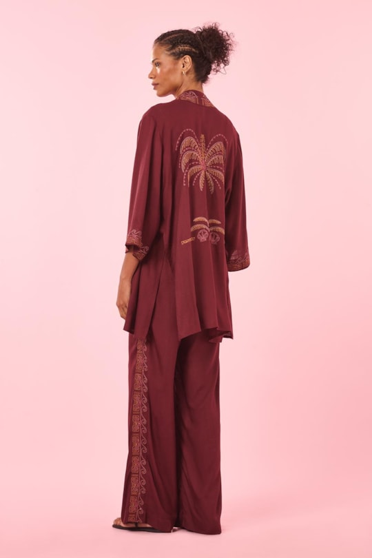 Kimono Blusa Jade Bordado Lanai