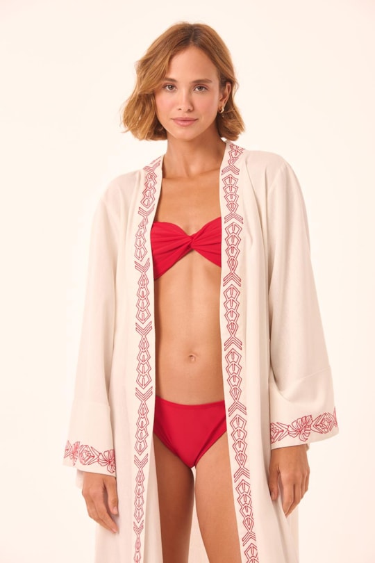 Imagem do produto Kimono Blusa Longa Bordado Lilo
