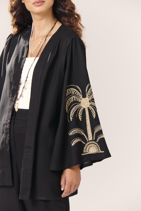 Imagem do produto Kimono Manga Bordado Tropical