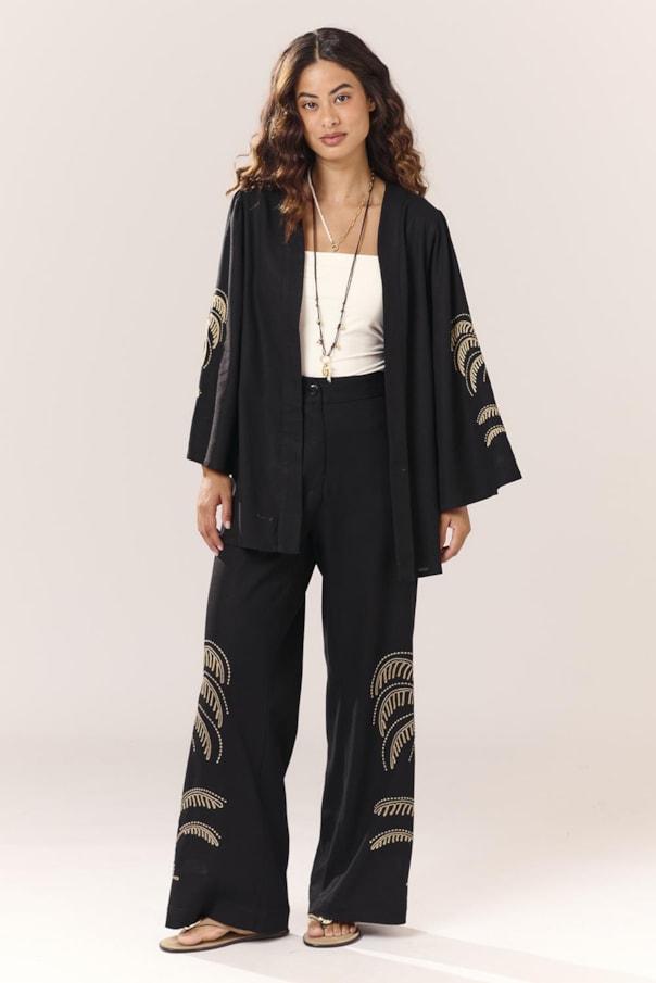 Kimono Manga Bordado Tropical