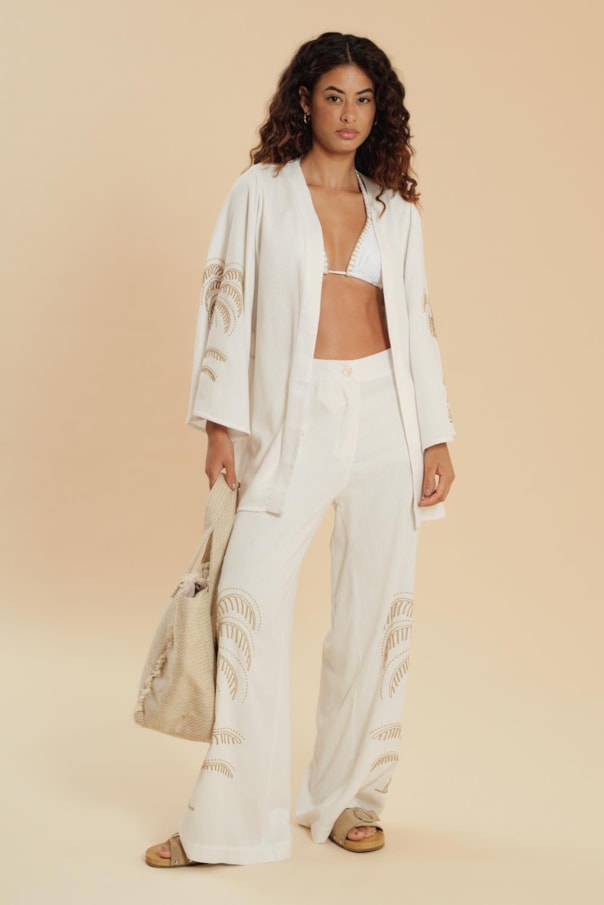Kimono Manga Bordado Tropical