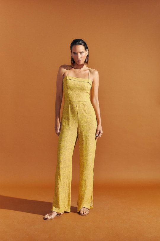 Imagem do produto Macacao Aba Estampa Fingers Amarela