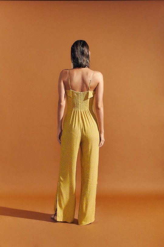 Macacao Aba Estampa Fingers Amarela