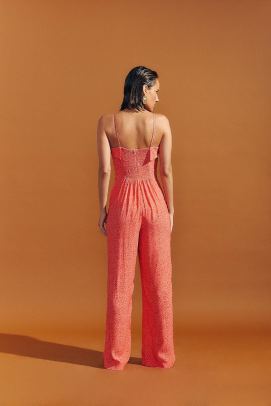 Macacao Aba Estampa Fingers Rosa