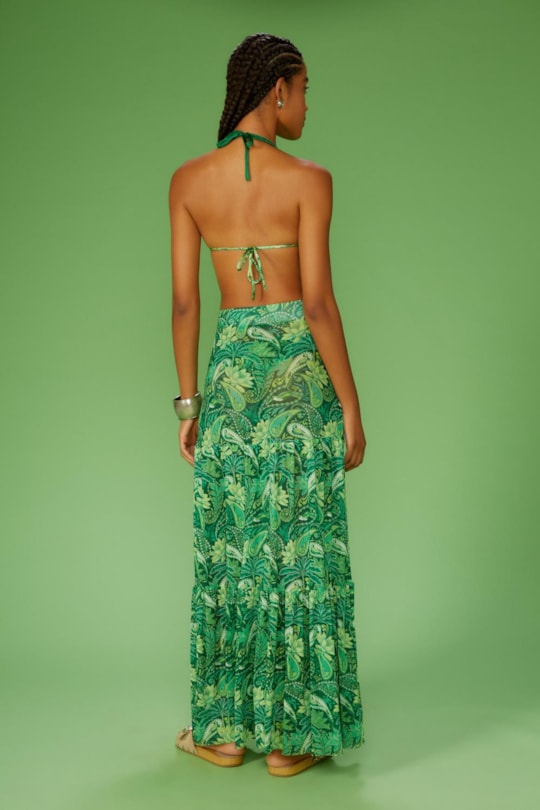 Saia Longa Tule Florest Verde