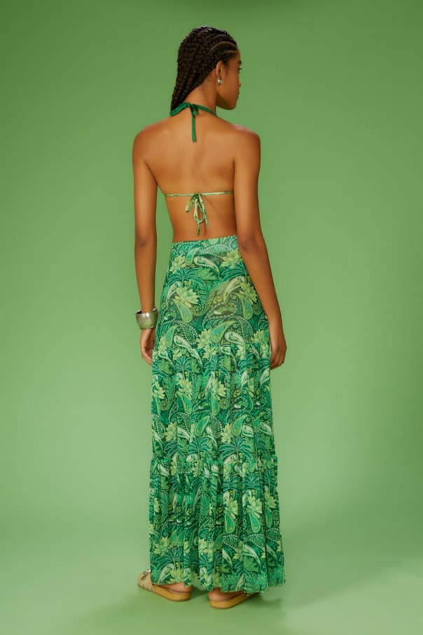 Saia Longa Tule Florest Verde