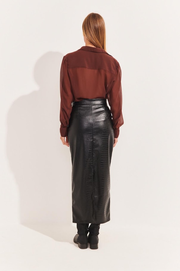 Saia Midi Croco Black