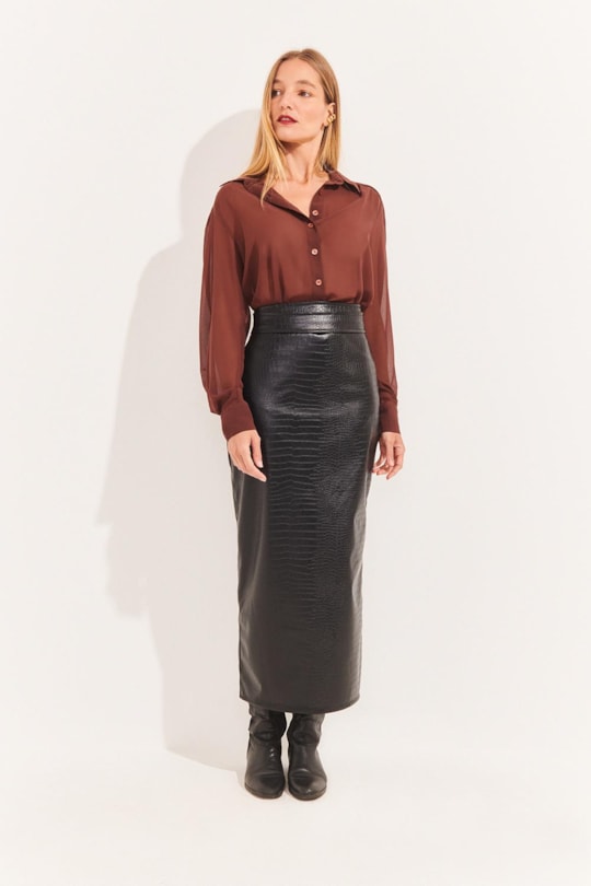 Saia Midi Croco Black