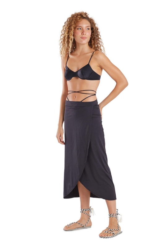 Imagem do produto Saia Midi Franzida Liso