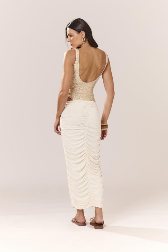 Imagem do produto Saia Midi Franzido Fluity Liso