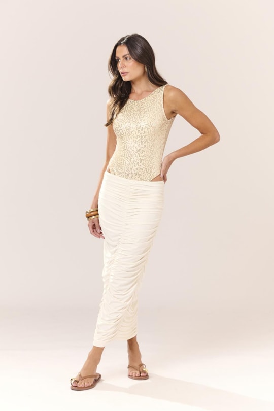 Imagem do produto Saia Midi Franzido Fluity Liso