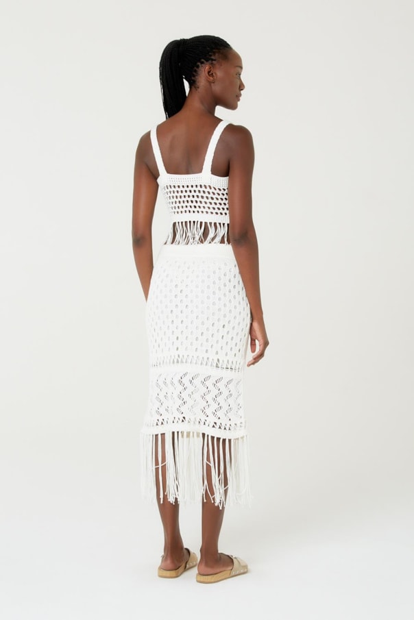 Saia Tricot Franja Liso