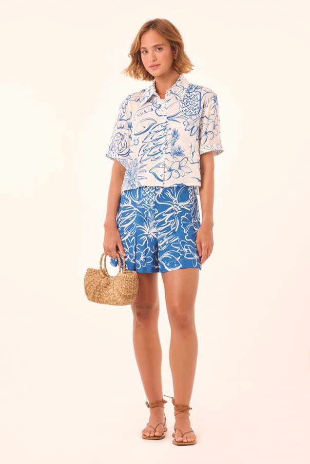 Short Alfaiataria Pregas Luau