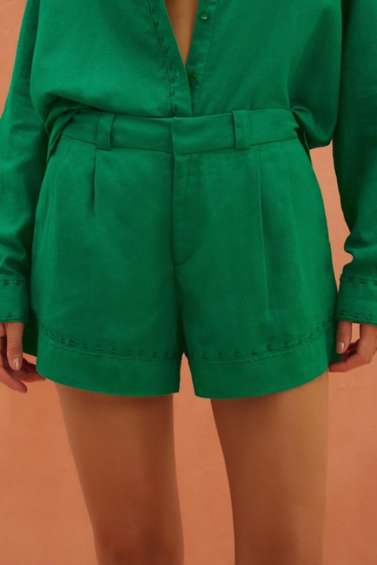 Short Alfaiataria Tropical Verde