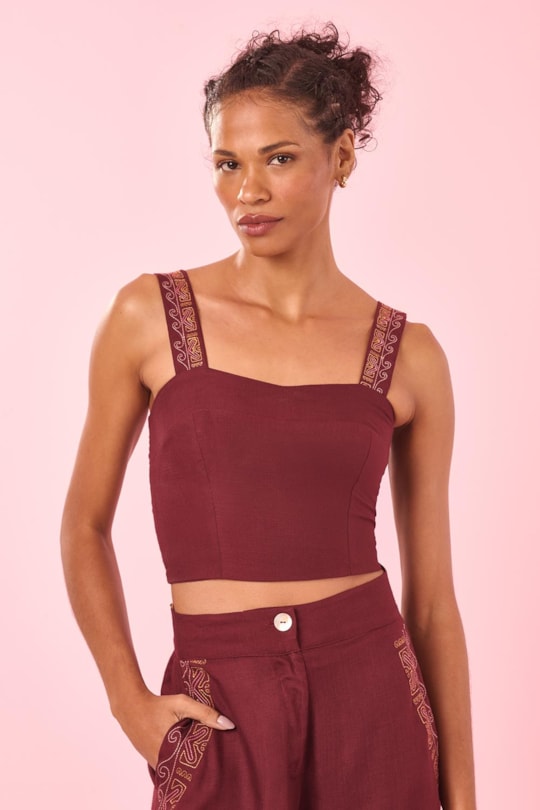 Imagem do produto Top Alca Regulavel Bordado Lanai Liso