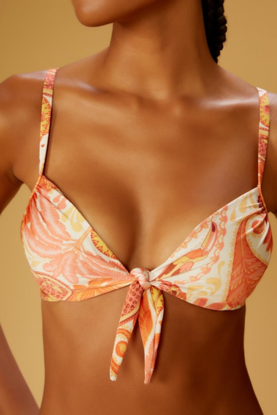 Imagem do produto Top Bardot Laço Florest Salmao