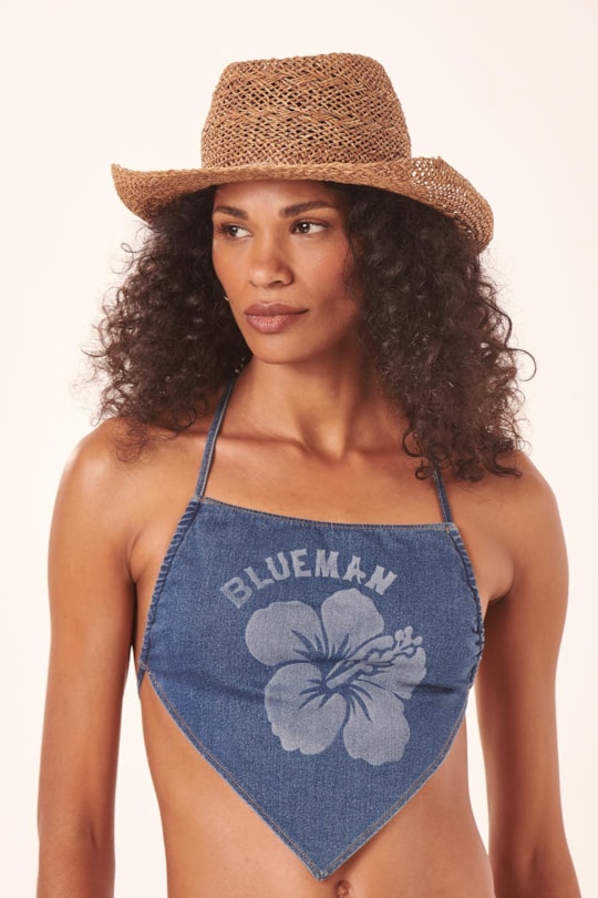 Imagem do produto Top Lenco Jeans Laser Hibisco