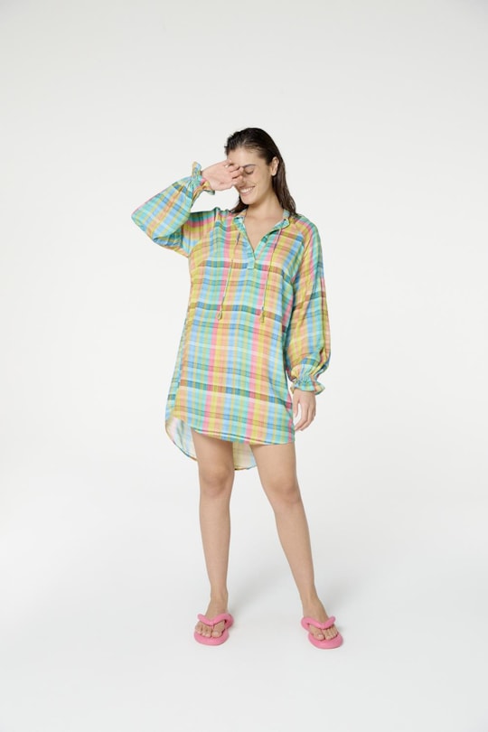 Imagem do produto Vestido Bata Areia Xadrez Candy