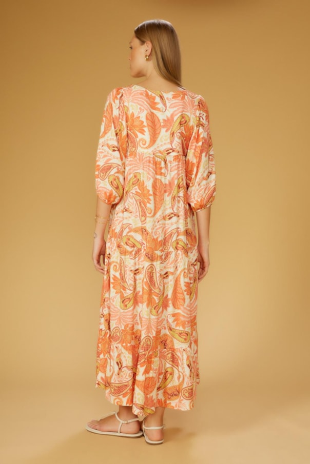 Vestido Bata Florest Salmao