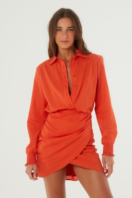 Imagem do produto Vestido Botoes Saia Franzida Color