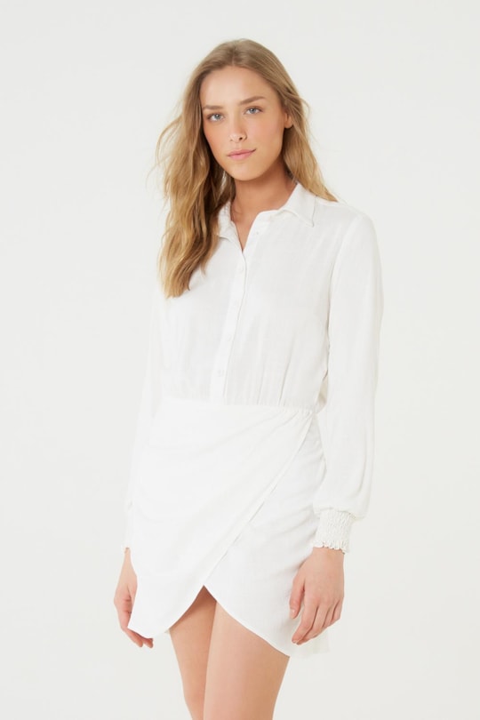 Imagem do produto Vestido Botoes Saia Franzida Liso