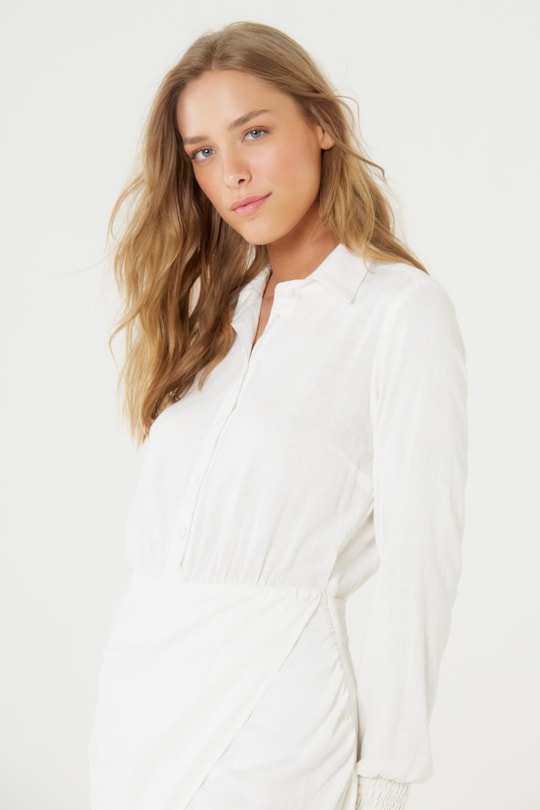 Imagem do produto Vestido Botoes Saia Franzida Liso