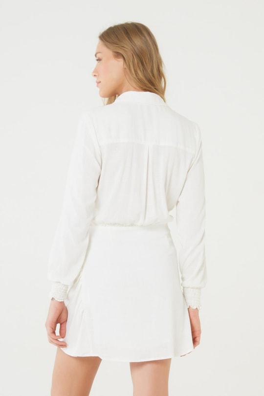 Imagem do produto Vestido Botoes Saia Franzida Liso