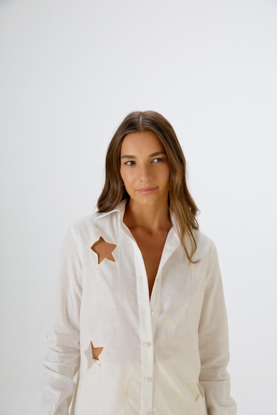 Imagem do produto Vestido Chemise Bordado Vazado Estrela