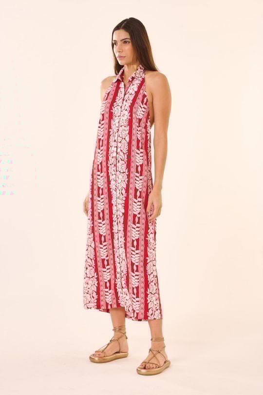 Vestido Chemise Frente Unica Barrado (90