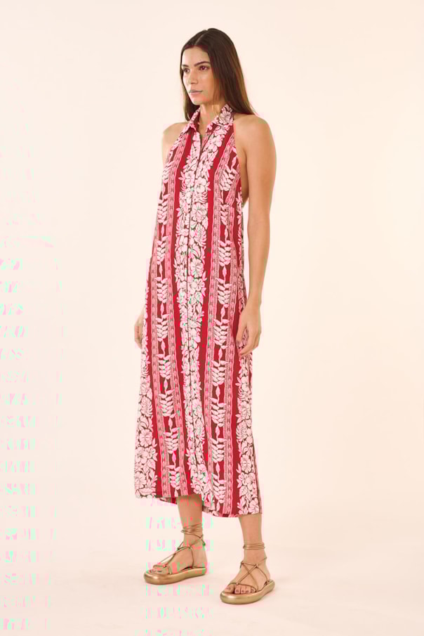 Vestido Chemise Frente Unica Barrado P.
