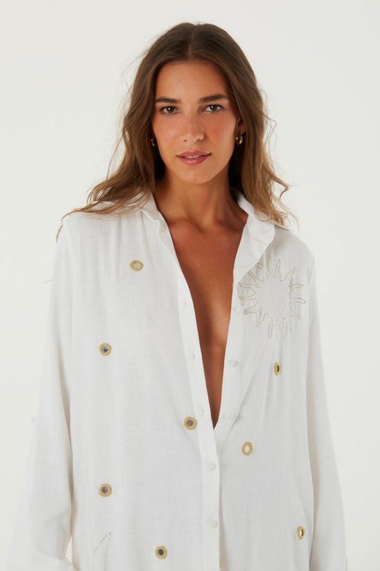 Imagem do produto Vestido Chemise Leila Bordado Lua e Sol