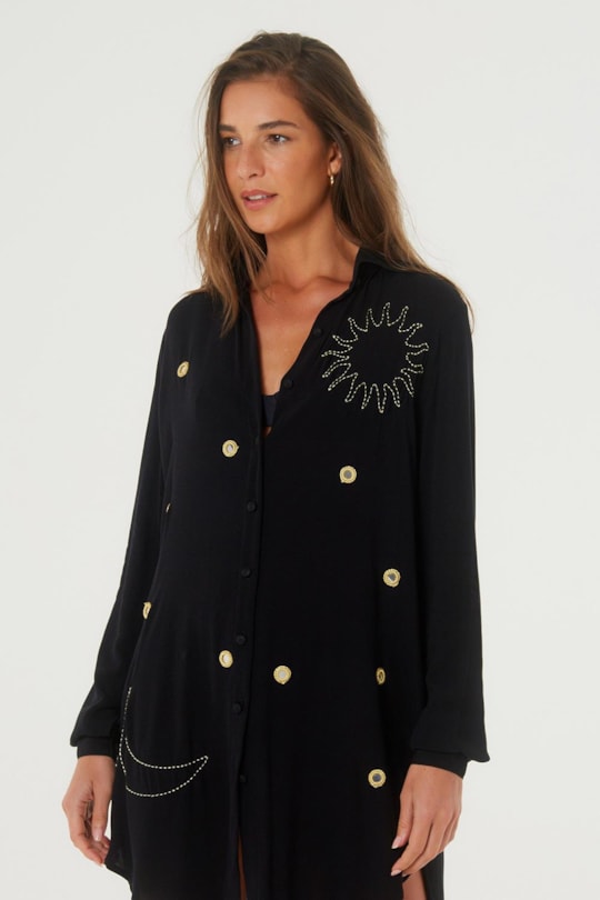 Imagem do produto Vestido Chemise Leila Bordado Lua e Sol