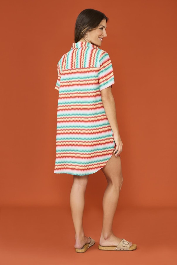 Vestido Chemise Luana Manga Curtas Dunas